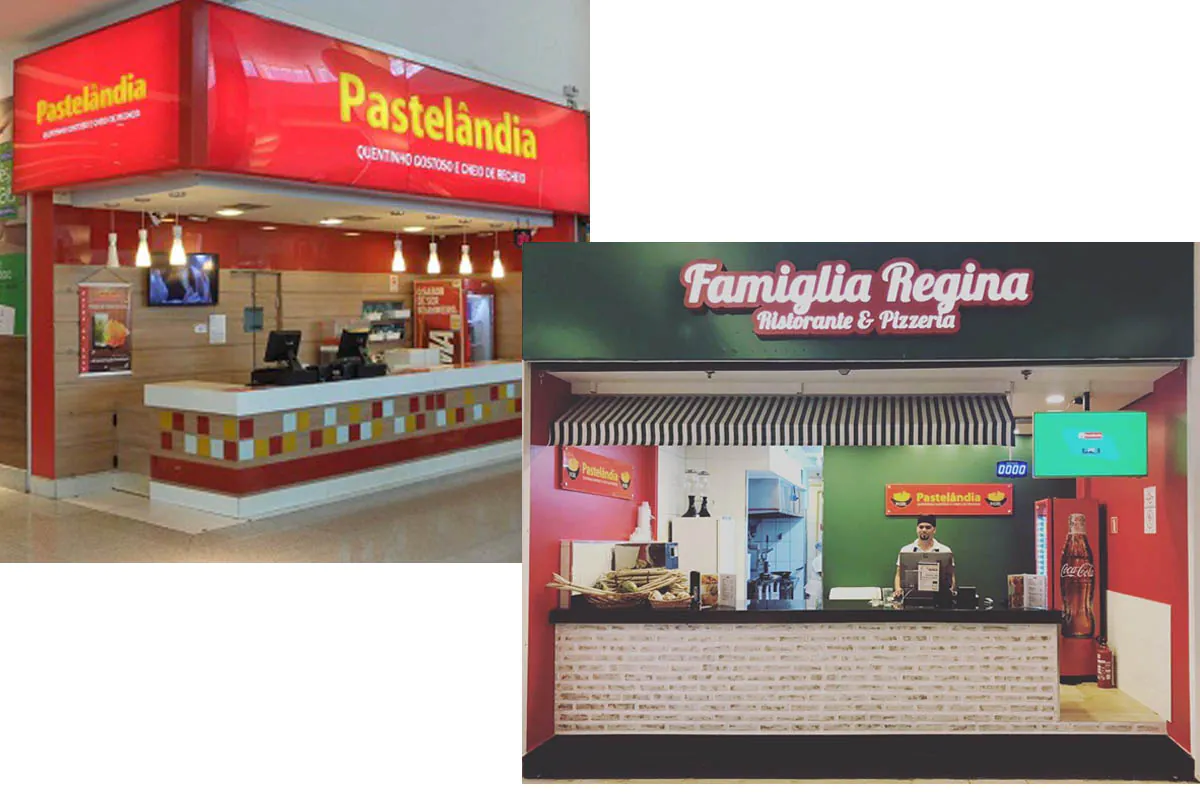 Lojas Pastelândia e Famiglia Regina projetadas pela Nista